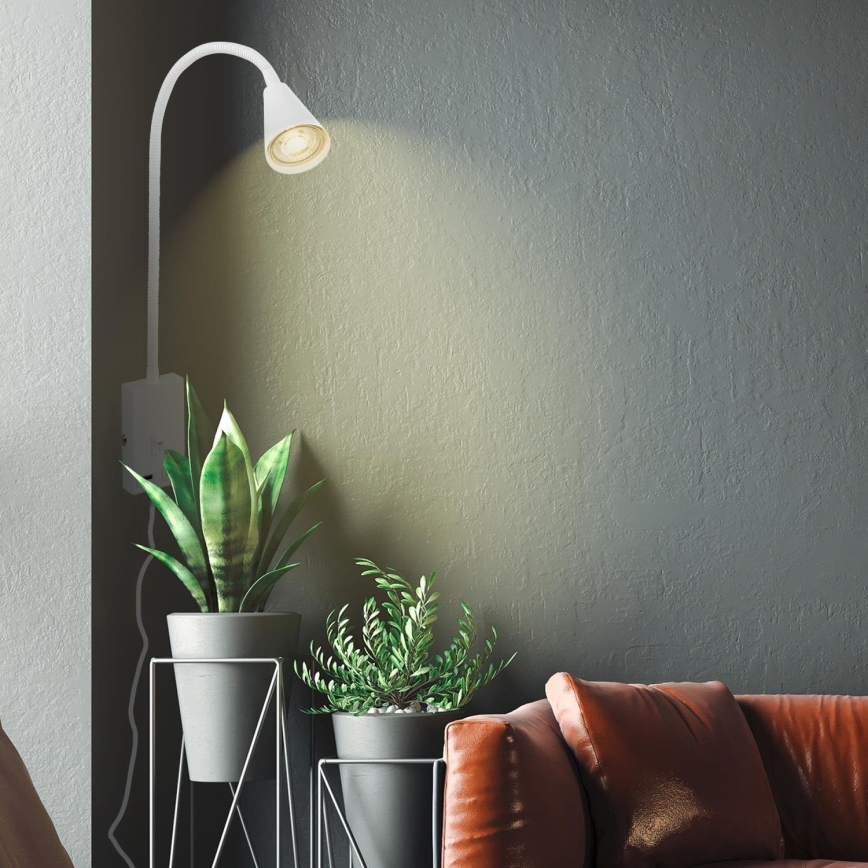 Briloner 2175-016 - Lampe murale flexible avec port USB 1xGU10/10W/230V blanche