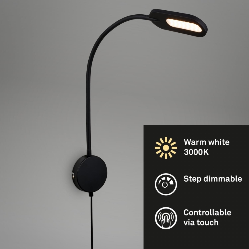 Briloner 2177015 - Applique murale flexible à intensité variable LED/6W/230V noir