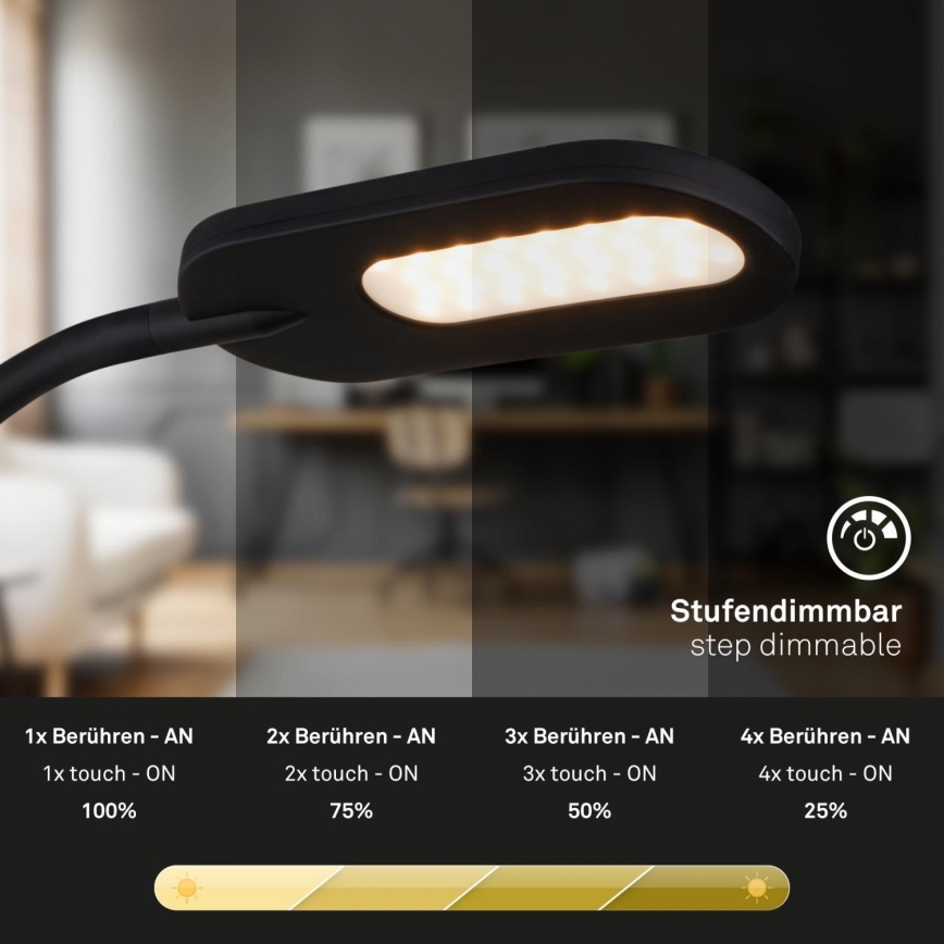 Briloner 2177015 - Applique murale flexible à intensité variable LED/6W/230V noir