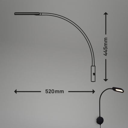 Briloner 2177015 - Applique murale flexible à intensité variable LED/6W/230V noir