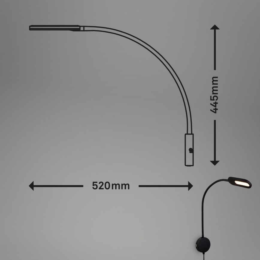 Briloner 2177015 - Applique murale flexible à intensité variable LED/6W/230V noir