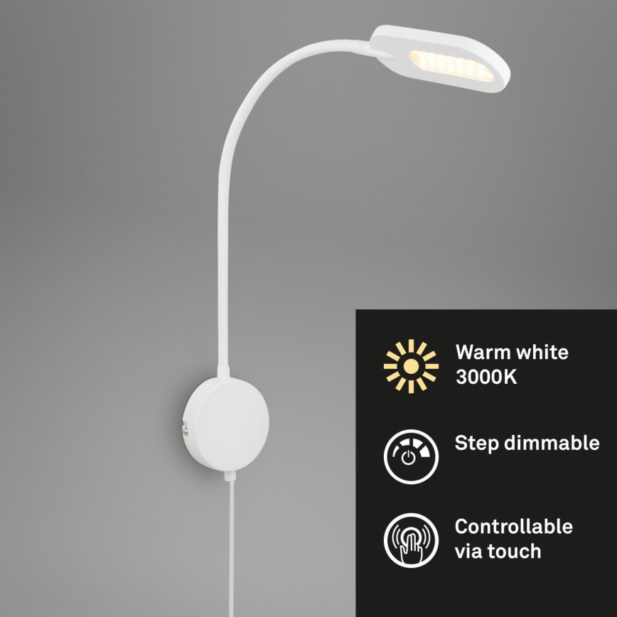 Briloner 2177016 - Applique murale flexible à intensité variable LED/6W/230V blanc