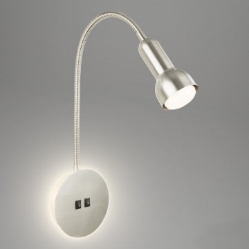 Briloner 2178012 - Applique murale flexible 1xE14/10W/230V + LED/3W chrome mat