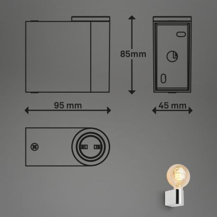 Briloner 2182-018 - Applique murale pour salle de bains DONGA 1xE27/10W/230V IP44 chrome brillant