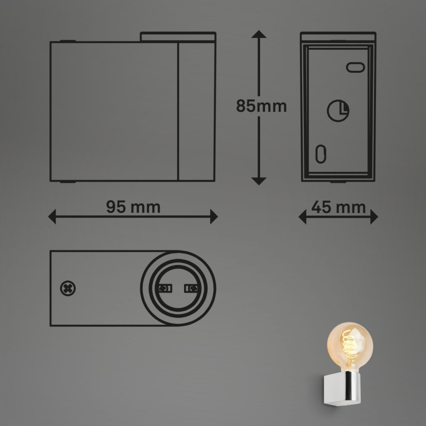 Briloner 2182-018 - Applique murale pour salle de bains DONGA 1xE27/10W/230V IP44 chrome brillant