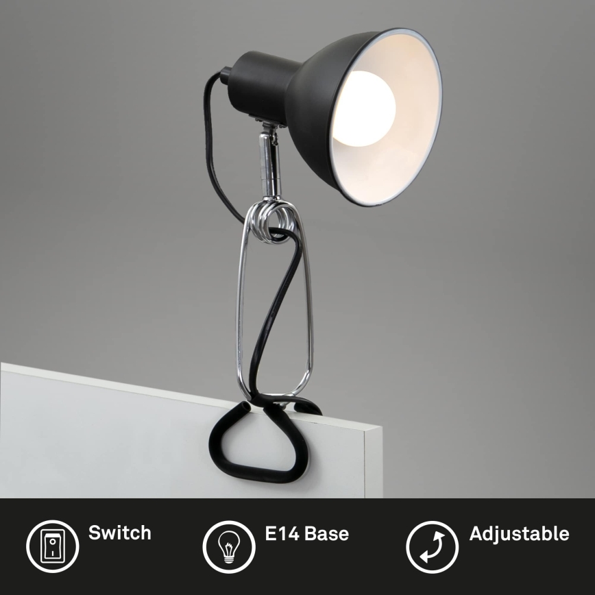 Briloner 2790-015 - Lampe à pince FIX 1xE14/8W/230V noir/chrome brillant