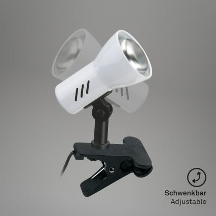 Briloner 2794/016P - Lampe à pince 1xE14/40W/230V noire/blanche