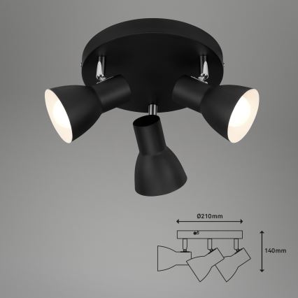 Briloner 2860-035 - Spot d'éclairage CUP 3xE14/25W/230V noir