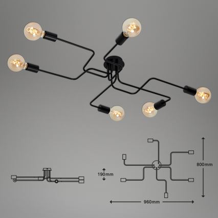 Briloner 2887-065 - Plafonnier FARETTO 6xE27/60W/230V