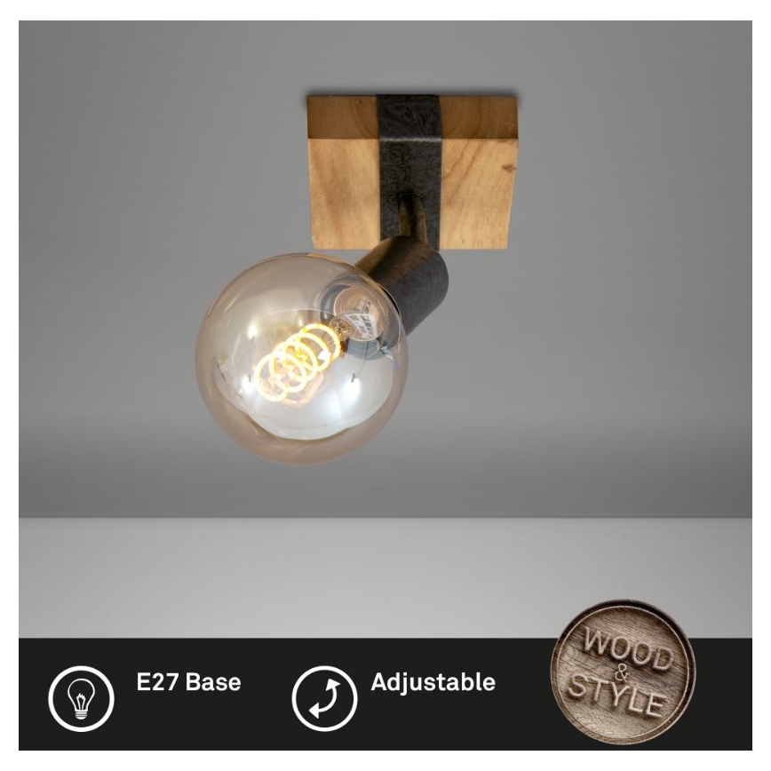 Briloner 2900-011 - Spot mural WOOD BASIC 1xE27/25W/230V