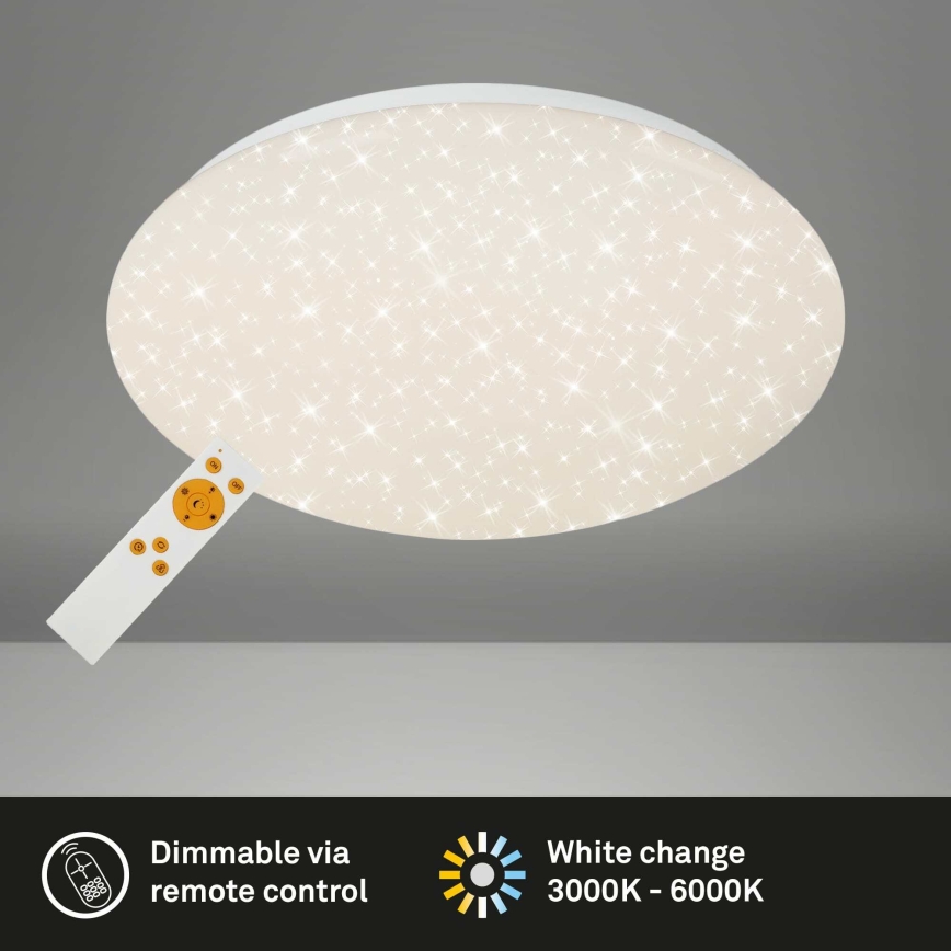 Briloner 3373-016 - Plafonnier LED dimmable STARRY LED/15W/230V 3000–6500 K Ø 28 cm blanc + télécommande