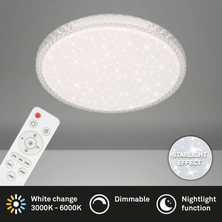Briloner 3412-016 - Plafonnier LED dimmable STAR SKY LED/24W/230V 3000/4000/6000K Ø 39 cm + télécommande