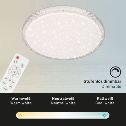 Briloner 3412-016 - Plafonnier LED dimmable STAR SKY LED/24W/230V 3000/4000/6000K Ø 39 cm + télécommande