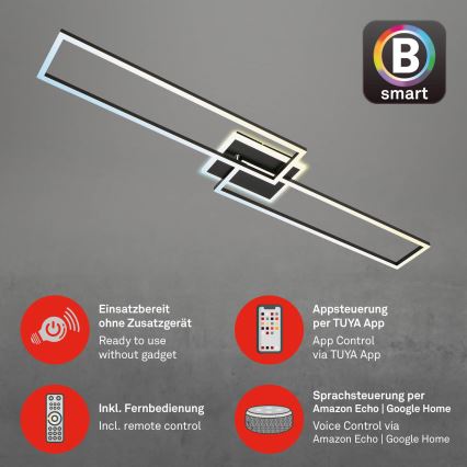 Briloner 3538-015 - Plafonnier LED à intensité variable FRAME 2xLED/20W/230V 2700-6500K Wi-Fi Tuya + Télécommande