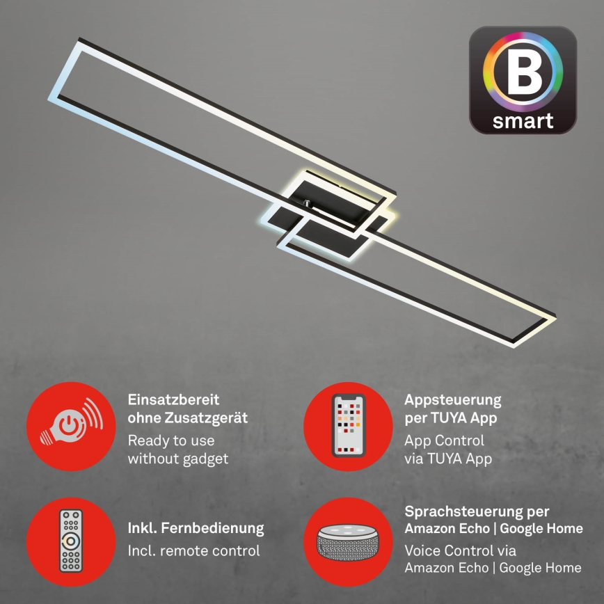 Briloner 3538-015 - Plafonnier LED à intensité variable FRAME 2xLED/20W/230V 2700-6500K Wi-Fi Tuya + Télécommande