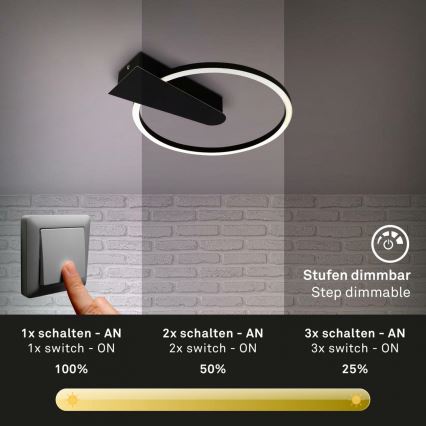 Briloner 3542-015 - Plafonnier à intensité variable NICO LED/12W/230V noir