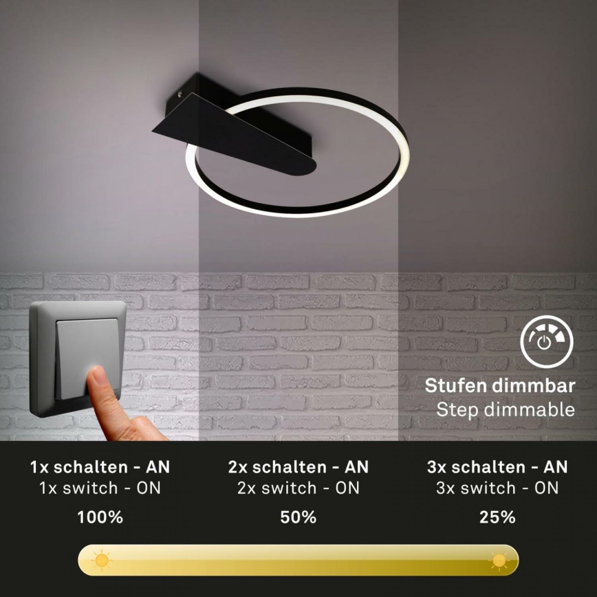 Briloner 3542-015 - Plafonnier à intensité variable NICO LED/12W/230V noir