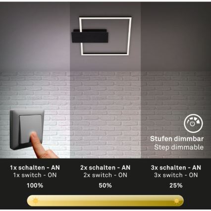 Briloner 3544-015 - Plafonnier à intensité variable NICO LED/12W/230V noir