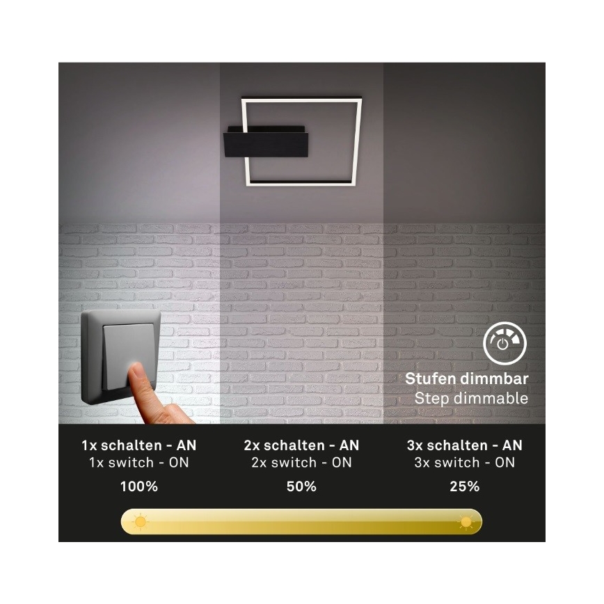 Briloner 3544-015 - Plafonnier à intensité variable NICO LED/12W/230V noir