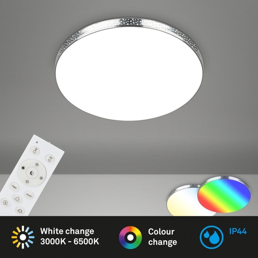 Briloner 3679-018 - Plafonnier RGB à intensité variable salle de bain MAGA LED/18,5W/230V 3000-6500K d. 35,5 cm + télécommande