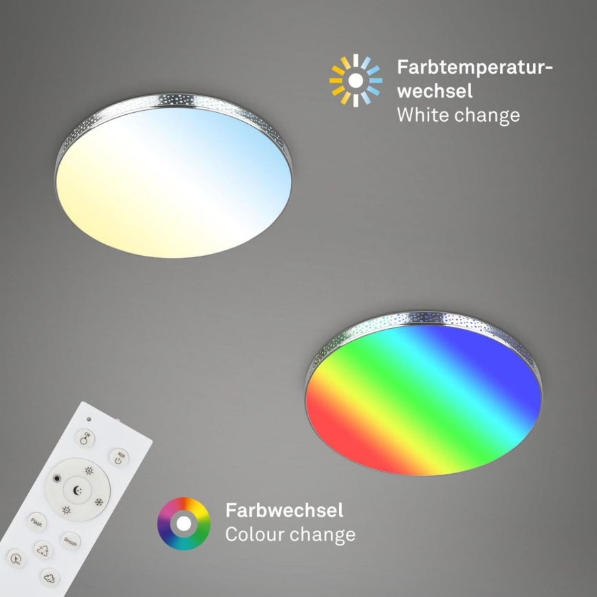 Briloner 3679-018 - Plafonnier RGB à intensité variable salle de bain MAGA LED/18,5W/230V 3000-6500K d. 35,5 cm + télécommande