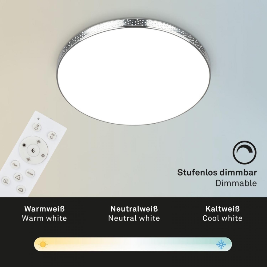 Briloner 3679-018 - Plafonnier RGB à intensité variable salle de bain MAGA LED/18,5W/230V 3000-6500K d. 35,5 cm + télécommande