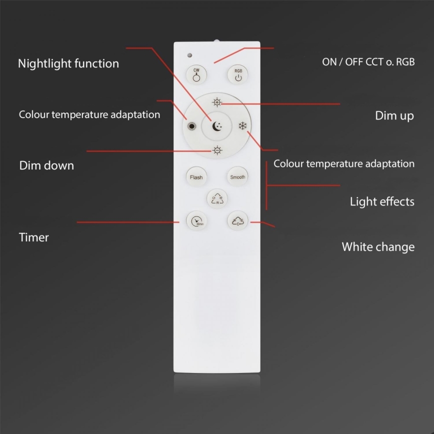 Briloner 3679-018 - Plafonnier RGB à intensité variable salle de bain MAGA LED/18,5W/230V 3000-6500K d. 35,5 cm + télécommande
