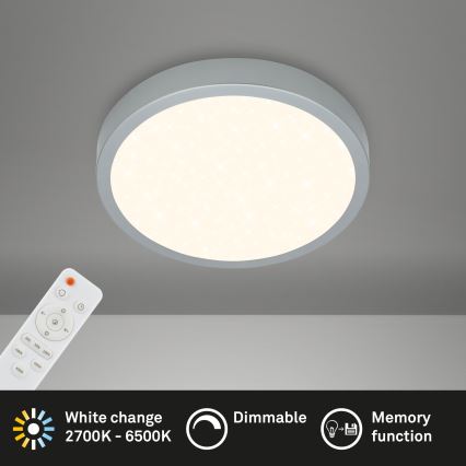 Briloner 3701-014 - Plafonnier à intensité variable RUNA LED/18W/230V 2700-6500K argent + télécommande