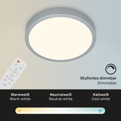 Briloner 3701-014 - Plafonnier à intensité variable RUNA LED/18W/230V 2700-6500K argent + télécommande