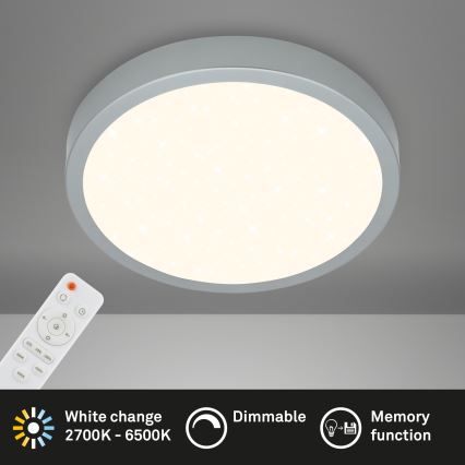 Briloner 3704-014-Plafonnier à intensité variable RUNA LED/22W/230V 2700-6500K argent + télécommande