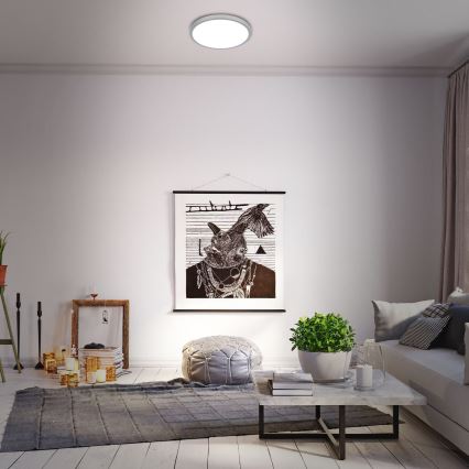Briloner 3709-014 - Plafonier RGBW à intensité variable LED/22W/230V 4000K d. 38 cm argent + Télécommande