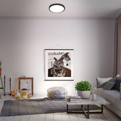 Briloner 3709-015 - Plafonier RGBW à intensité variable LED/22W/230V 4000K d. 38 cm noir + Télécommande