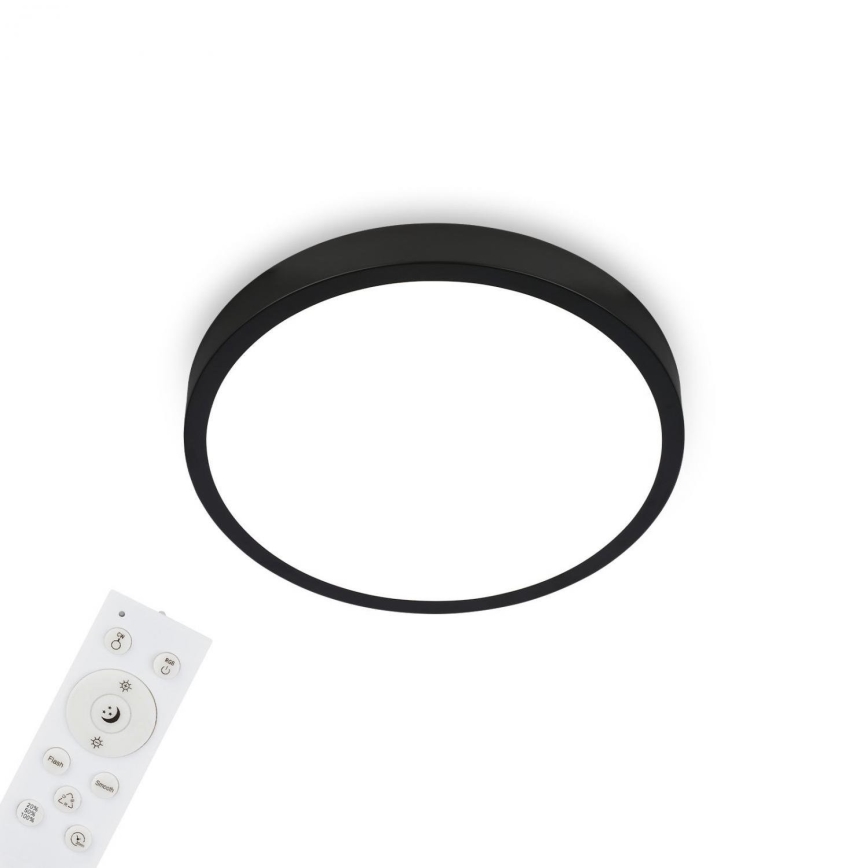 Briloner 3709-015 - Plafonier RGBW à intensité variable LED/22W/230V 4000K d. 38 cm noir + Télécommande
