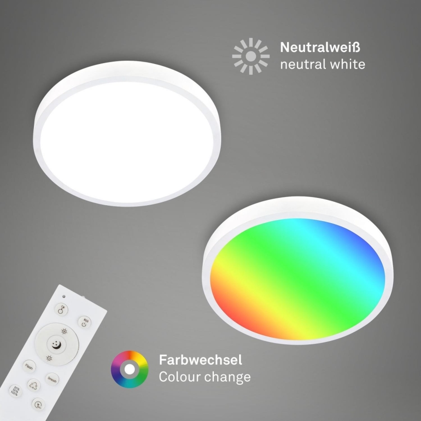 Briloner 3709-016 - Plafonier RGBW à intensité variable LED/22W/230V 4000K d. 38 cm blanc + Télécommande