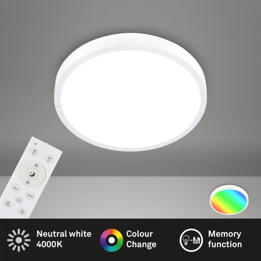 Briloner 3709-016 - Plafonier RGBW à intensité variable LED/22W/230V 4000K d. 38 cm blanc + Télécommande