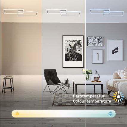 Briloner 3761019 - Plafonnier LED dimmable 45W/230V 2700–6500K, chrome mat avec télécommande