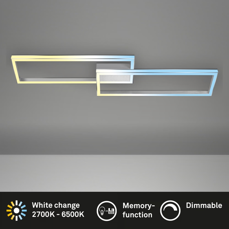 Briloner 3761019 - Plafonnier LED dimmable 45W/230V 2700–6500K, chrome mat avec télécommande