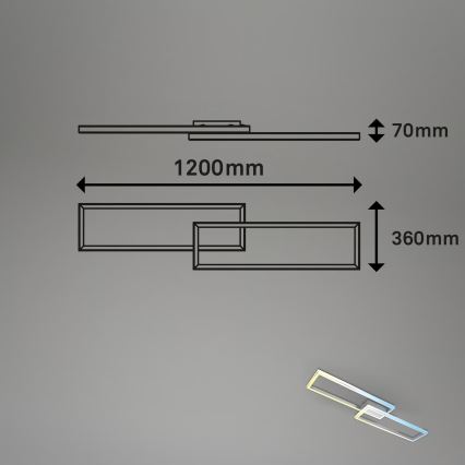 Briloner 3761019 - Plafonnier LED dimmable 45W/230V 2700–6500K, chrome mat avec télécommande