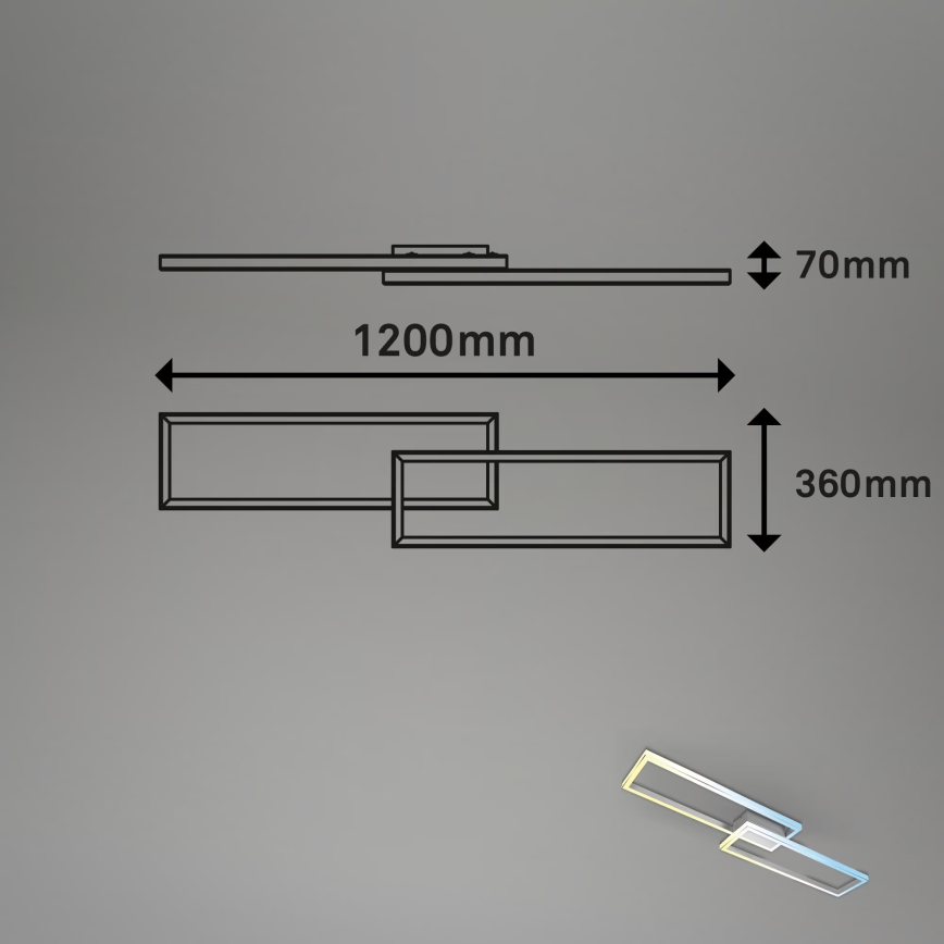 Briloner 3761019 - Plafonnier LED dimmable 45W/230V 2700–6500K, chrome mat avec télécommande