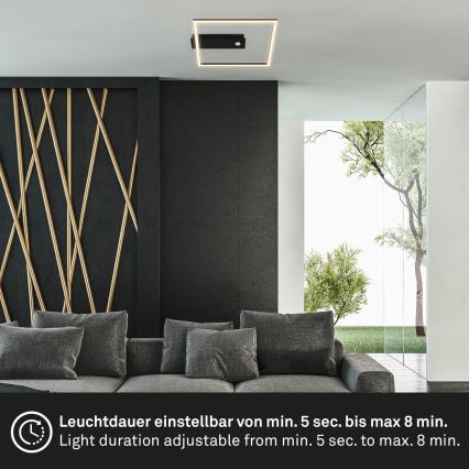 Briloner 3770-015 - Plafonnier LED avec détecteur de mouvement et capteur crépusculaire FRAME LED/14W/230V 3000K 30x32 cm noir