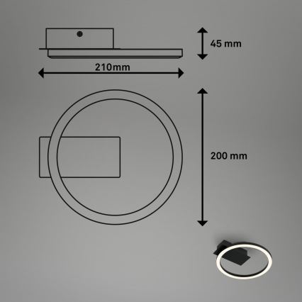 Briloner 3778-015 - plafonnier LED FRAME LED/5W/230V Ø 20 cm noir