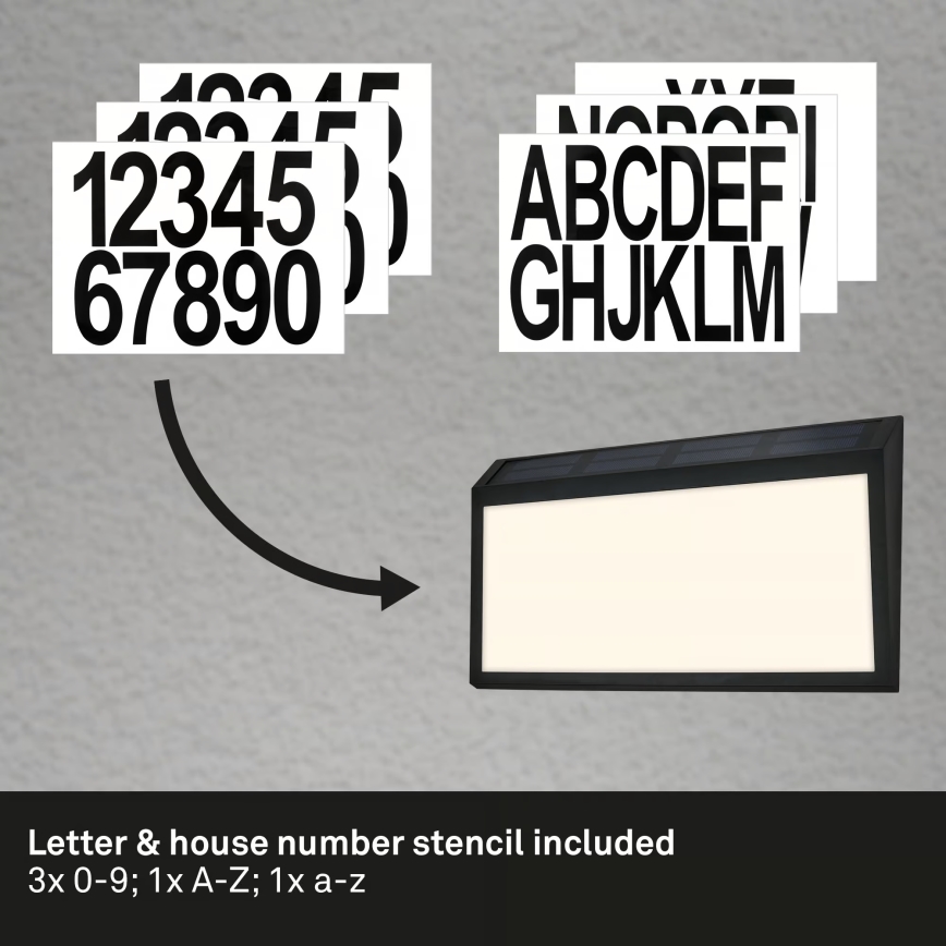 Briloner 3797015 - Numéro de maison solaire à LED 0,5W/1,2V 1200 mAh IP44