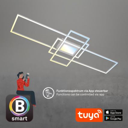Briloner 3812019 - Plafonnier LED dimmable RAM LED/56W/230V Wi‑Fi Tuya 111x42 cm + télécommande