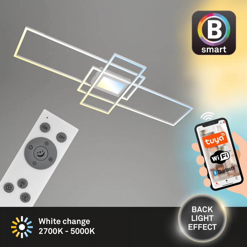 Briloner 3812019 - Plafonnier LED dimmable RAM LED/56W/230V Wi‑Fi Tuya 111x42 cm + télécommande