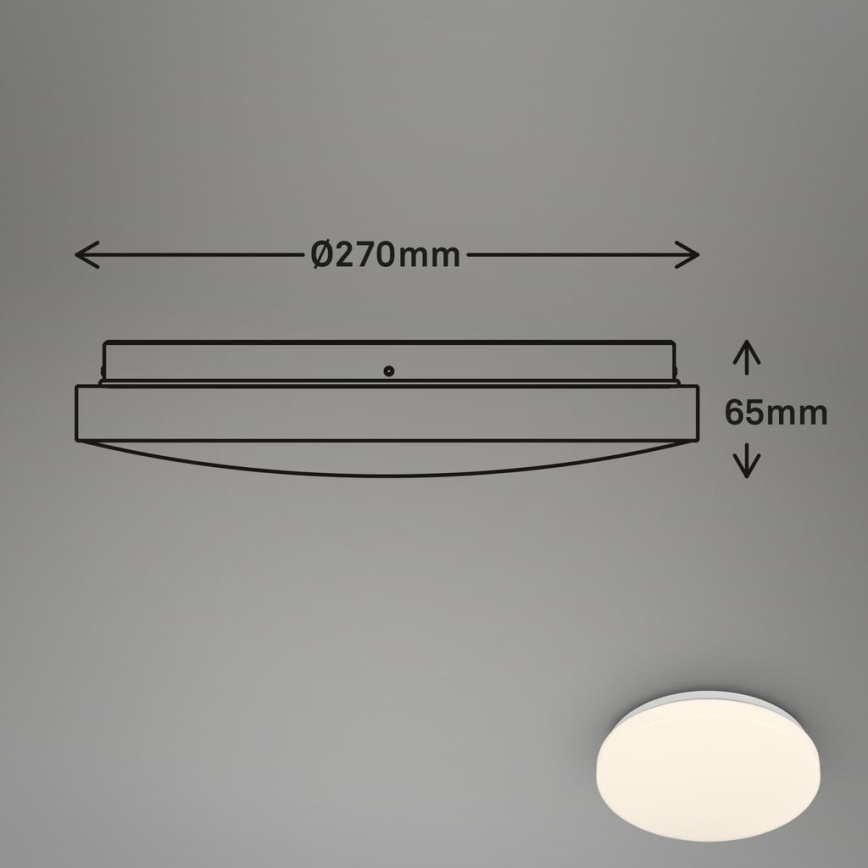Briloner 3827-016 - Plafonnier LED pour salle de bains avec détecteur WALK LED/13W/230V IP54 Ø 27 cm blanc