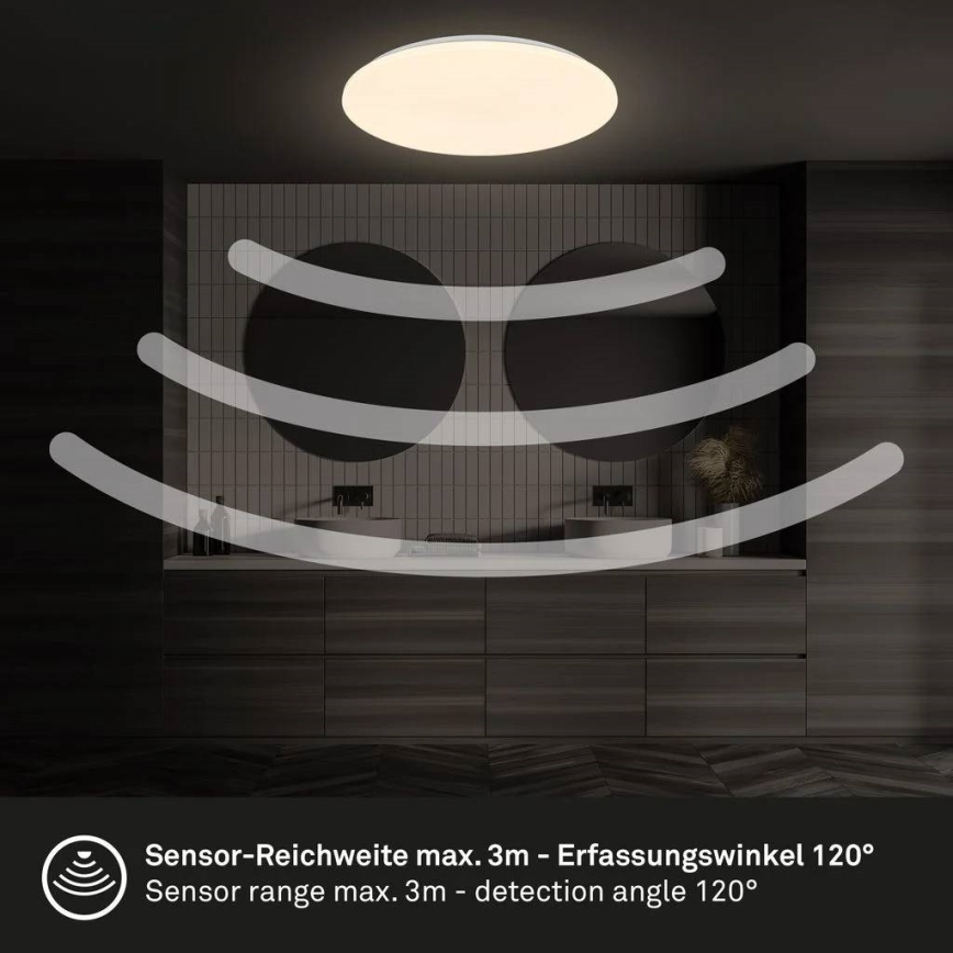 Briloner 3828-016 - Plafonnier LED pour salle de bains avec détecteur de mouvement WALK LED/24W/230V IP54 Ø 35 cm blanc