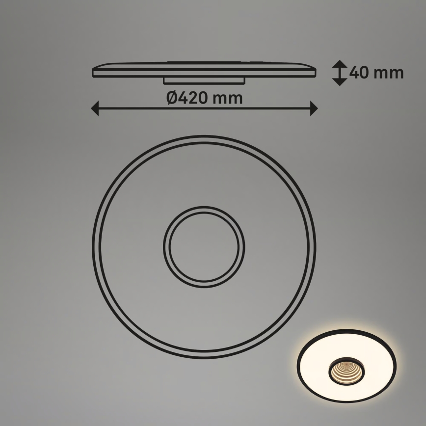 Briloner 3847015 - Plafonnier LED TORO 18 W / 230 V, Ø 42 cm, noir