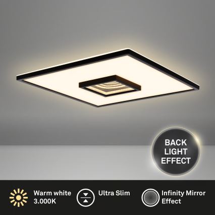 Briloner 3848015 - Plafonnier LED TORO, 18 W/230 V, 42 x 42 cm, noir