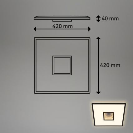 Briloner 3848015 - Plafonnier LED TORO, 18 W/230 V, 42 x 42 cm, noir