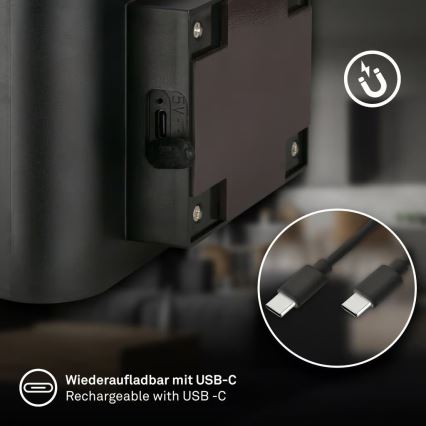 Briloner 3878015 - Applique murale LED rechargeable avec détecteur de mouvement et capteur crépusculaire CHAT LED/3W/5V 2000 mAh noire